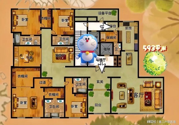 锦盈多 593㎡格局低配，看阳台客厅餐厅一体化？让乌鸦户型秒变凤凰大宅